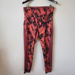 Adidas x Zoe Saldana Women's Legacy Red Workout Leggings Athleisure Size L